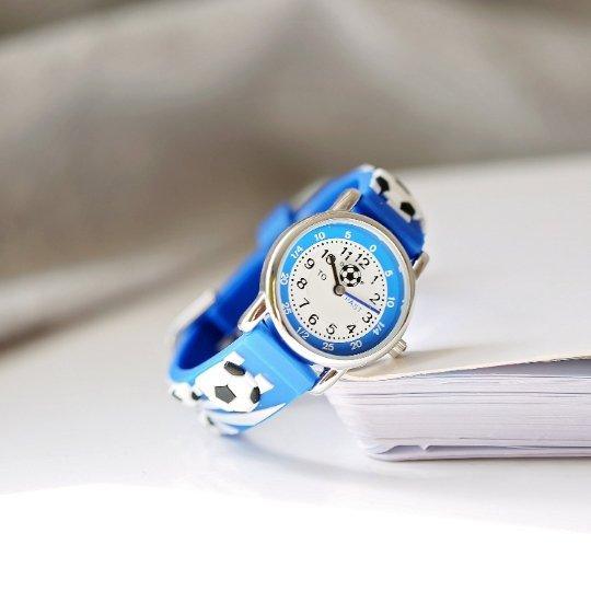 Engraved Kids 3D Football Watch - Blue - Lantern Space