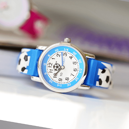 Engraved Kids 3D Football Watch - Blue - Lantern Space